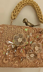 Rose Gold lace and applique clutch/purse with pearl and diamond embroidery set