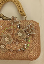Rose Gold lace and applique clutch/purse with pearl and diamond embroidery set