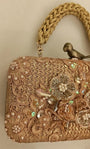 Rose Gold lace and applique clutch/purse with pearl and diamond embroidery set