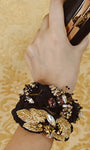 Luxurious Black velvet yarn entwined together with a french weave