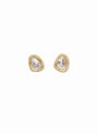 Geometric Polki Studs with Pearl-Bead Border