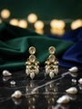 Double Kundan Drop Jhumki with Pearl & Emerald Tassels