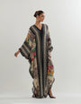 Botanical printed kaftan in silk