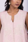 Pearl-Embellished Floral Pink Tunic & Shimmering Sharara