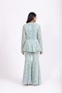 Cyan Floral Peplum Top with Matching Sharara