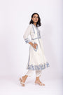 Crafted Nargis Linen Kurta Set with Striped Chiffon Dupatta