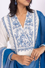 Crafted Nargis Linen Kurta Set with Striped Chiffon Dupatta