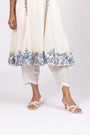 Crafted Nargis Linen Kurta Set with Striped Chiffon Dupatta