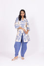 Crafted Nargis Linen Kurta Set with Striped Chiffon Dupatta
