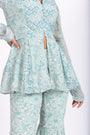 Cyan Floral Peplum Top with Matching Sharara