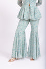 Cyan Floral Peplum Top with Matching Sharara