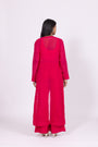 Raspberry Pink Silk Embroidered Organza Jacket Set