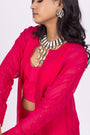 Raspberry Pink Silk Embroidered Organza Jacket Set