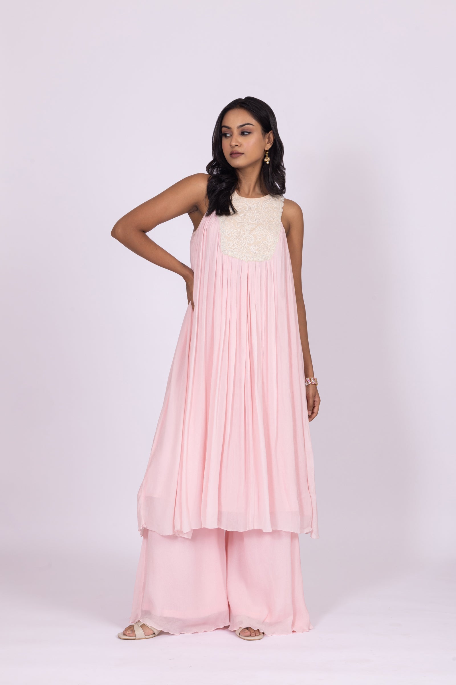 Blush Pink Halter Kurta Palazzo Set