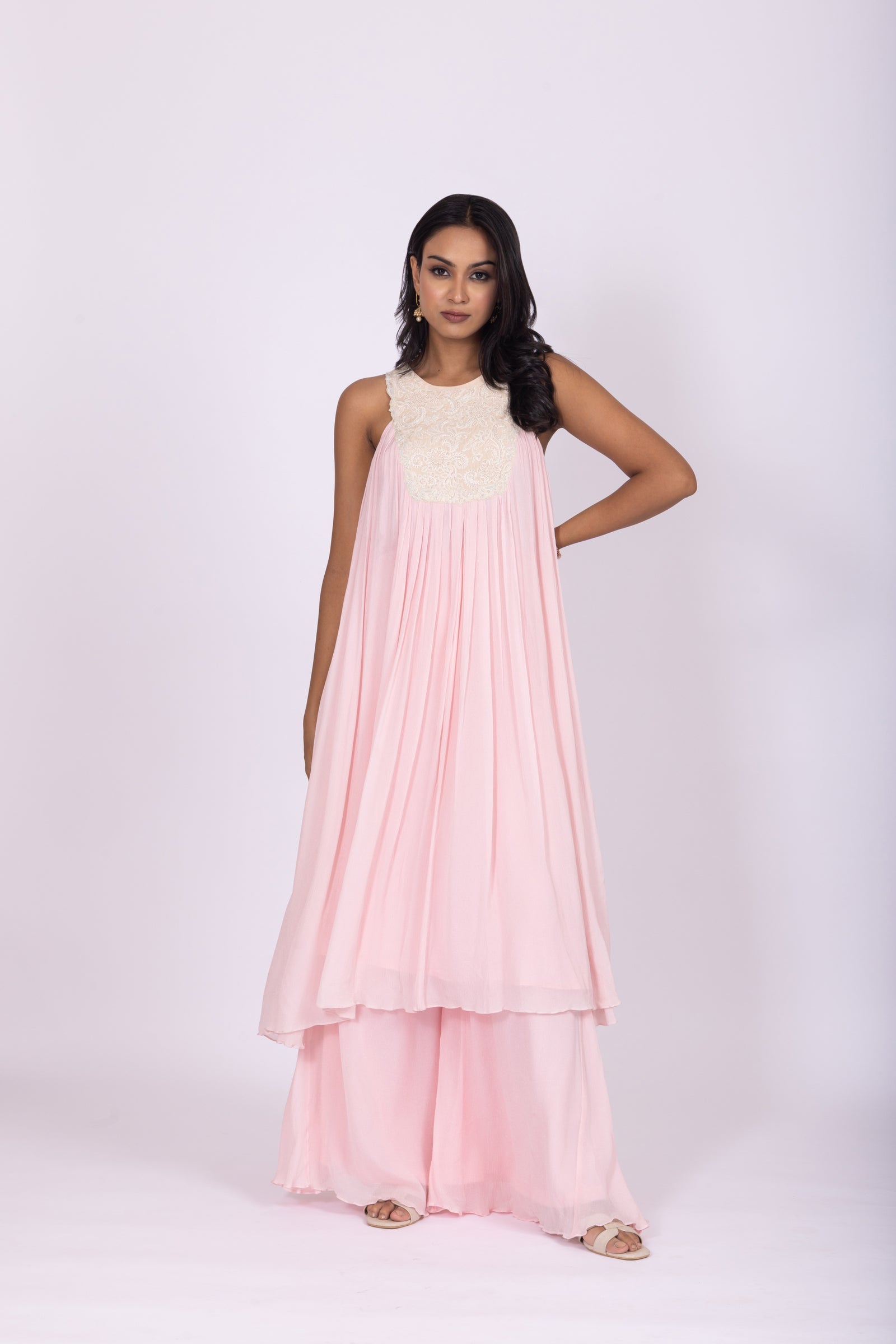Blush Pink Halter Kurta Palazzo Set