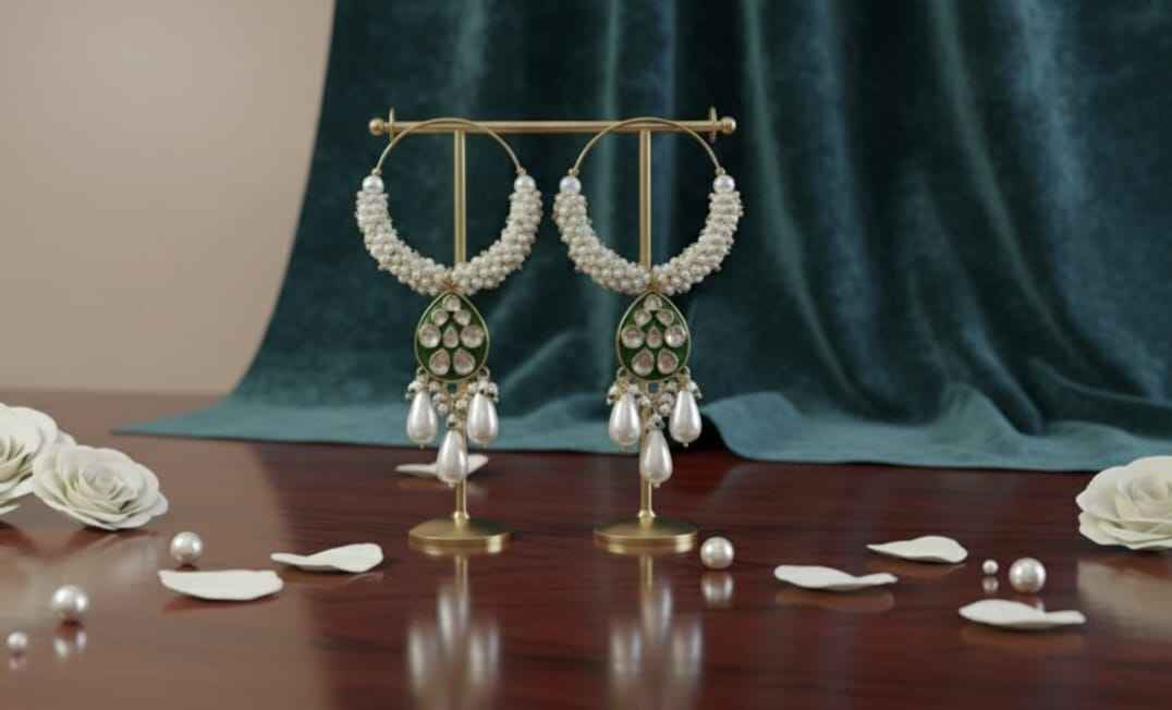 The Amara Kundan Pearl Hoops