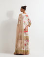 Chanderi silk daisy printed sharara set paired with  textured dupatta