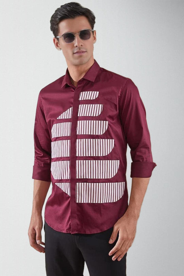 Colourblocked Spread Collar Cotton Casual Shirt