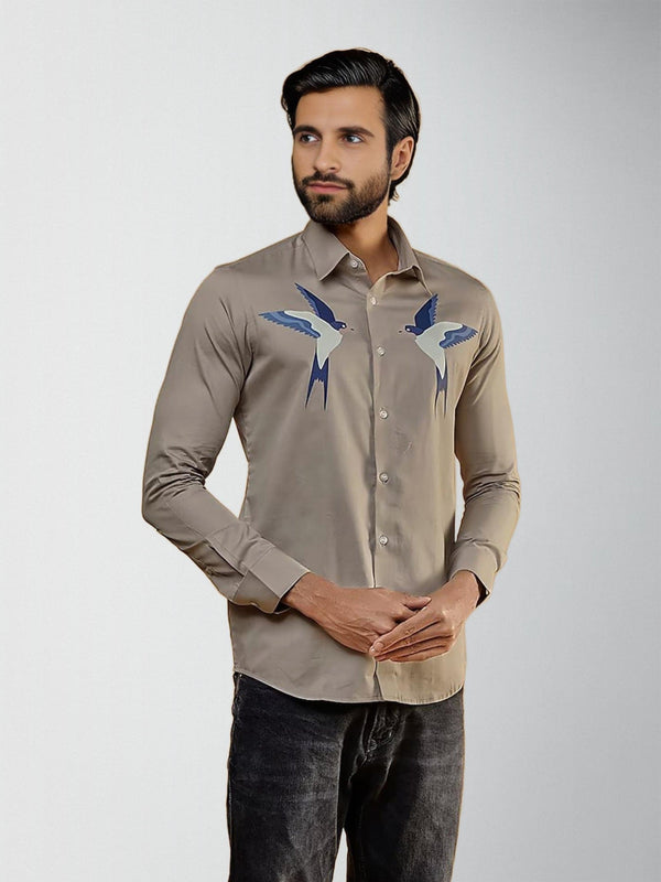 Printed Spread Collar Cotton Casual Shirt