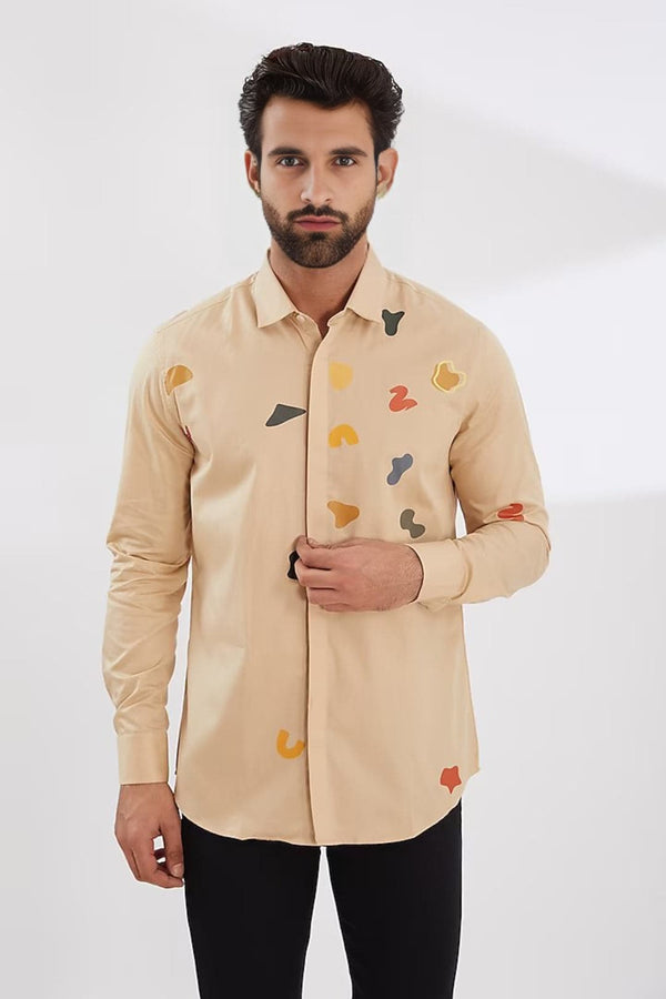 Printed Spread Collar Cotton Casual Shirt