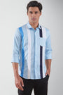 Colourblocked Spread Collar Cotton Casual Shirt