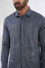 Embroidered Spread Collar Cotton Casual Shirt