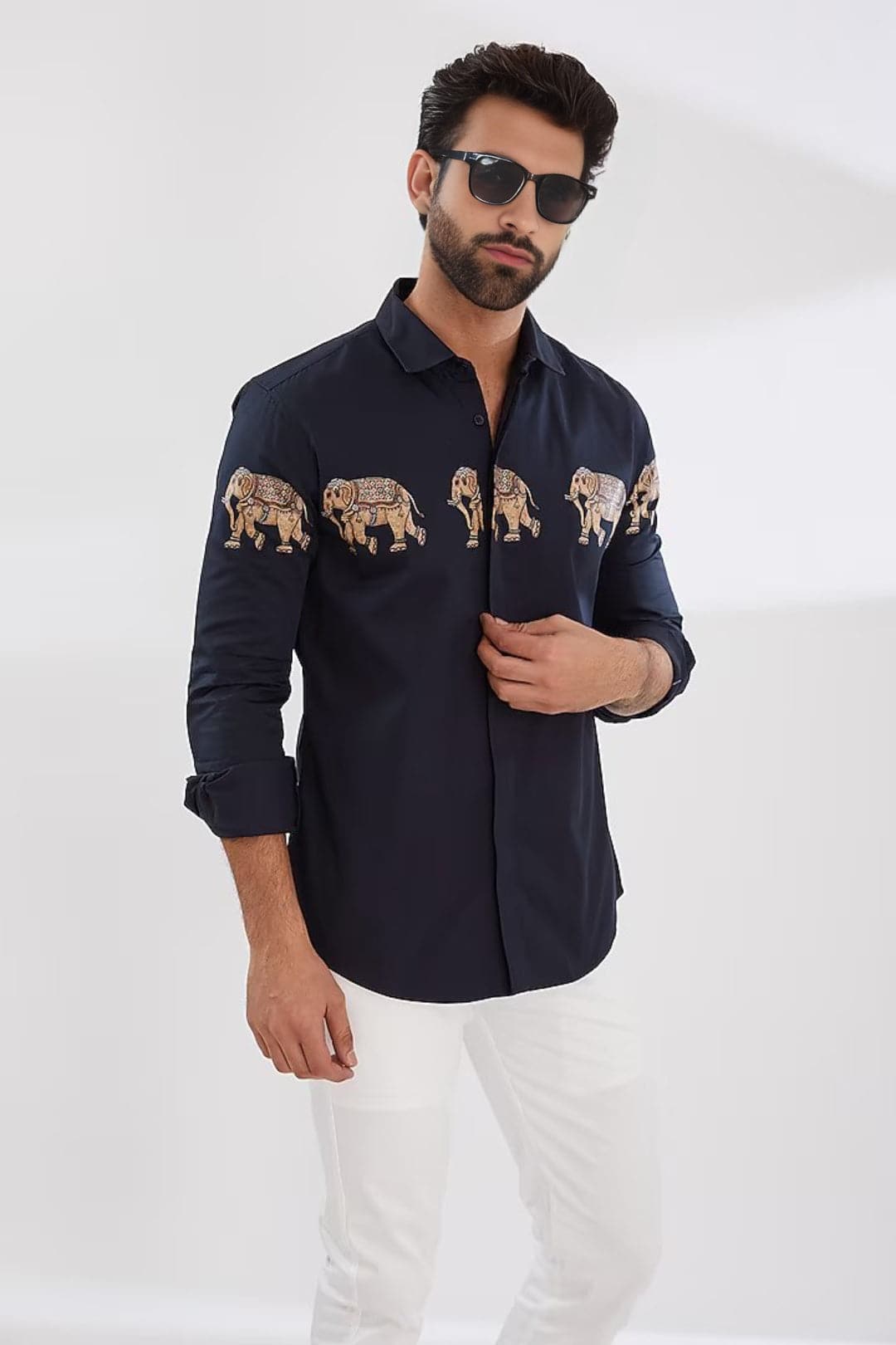 Printed Spread Collar Cotton Casual Shirt