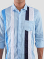 Colourblocked Spread Collar Cotton Casual Shirt