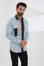 Colourblocked Spread Collar Cotton Casual Shirt