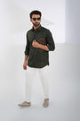 Embroidered Spread Collar Cotton Casual Shirt