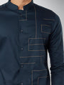 Embroidered Mandarin Collar Cotton Semi-Formal Shirt