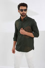 Embroidered Spread Collar Cotton Casual Shirt