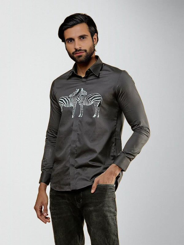 Printed Spread Collar Cotton Casual Shirt