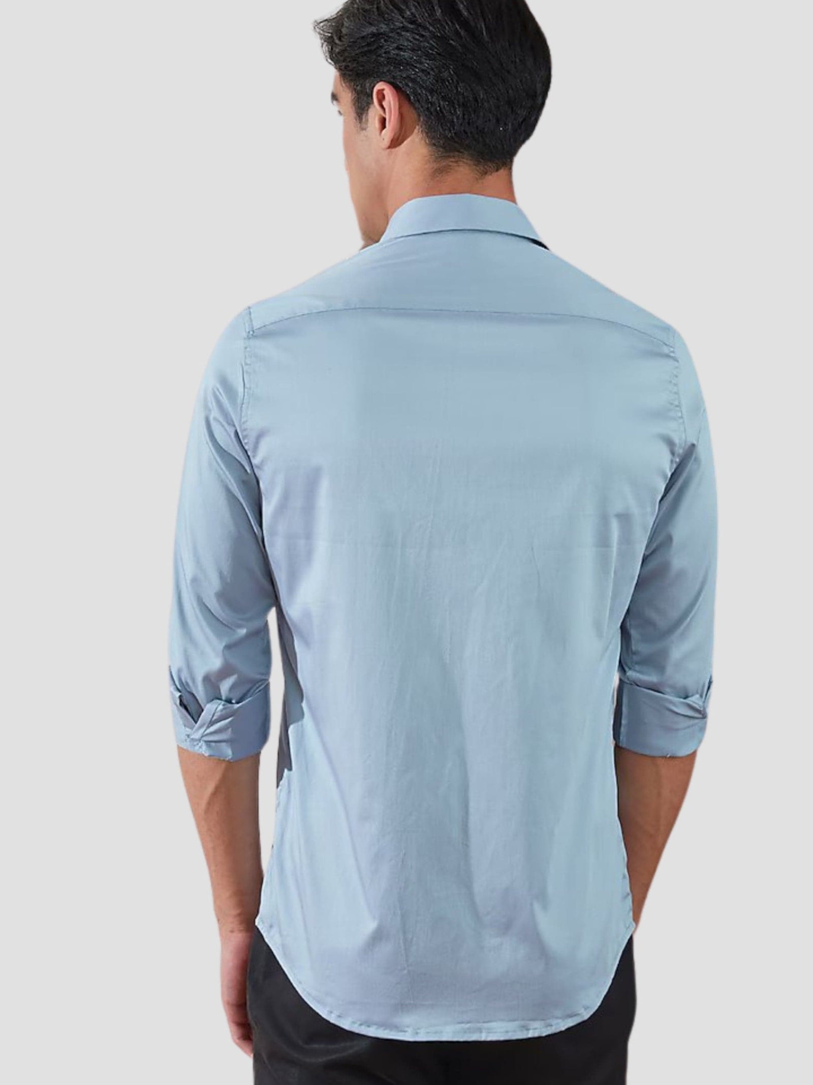 Colourblocked Spread Collar Cotton Casual Shirt