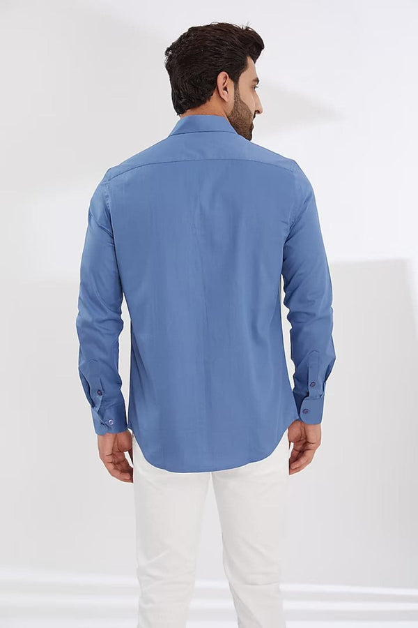 Colourblocked Spread Collar Cotton Casual Shirt