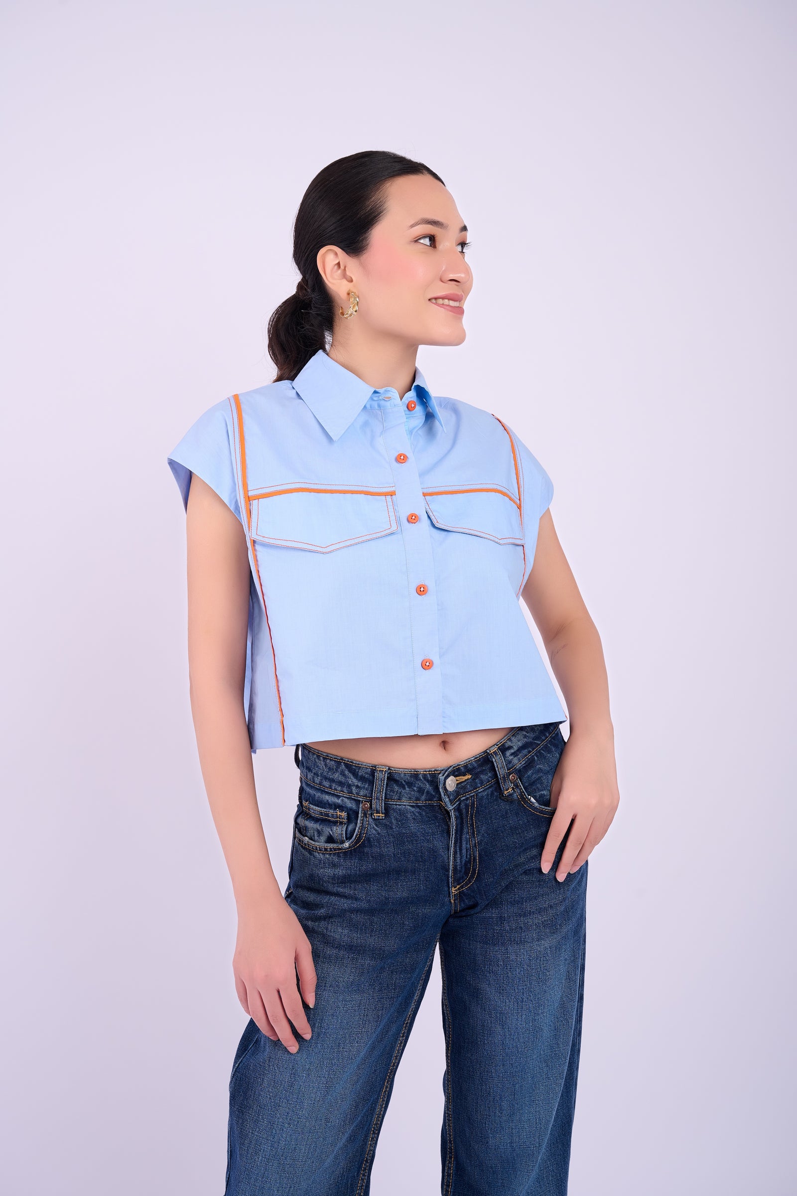 Bress Crop Shirt - Light Blue
