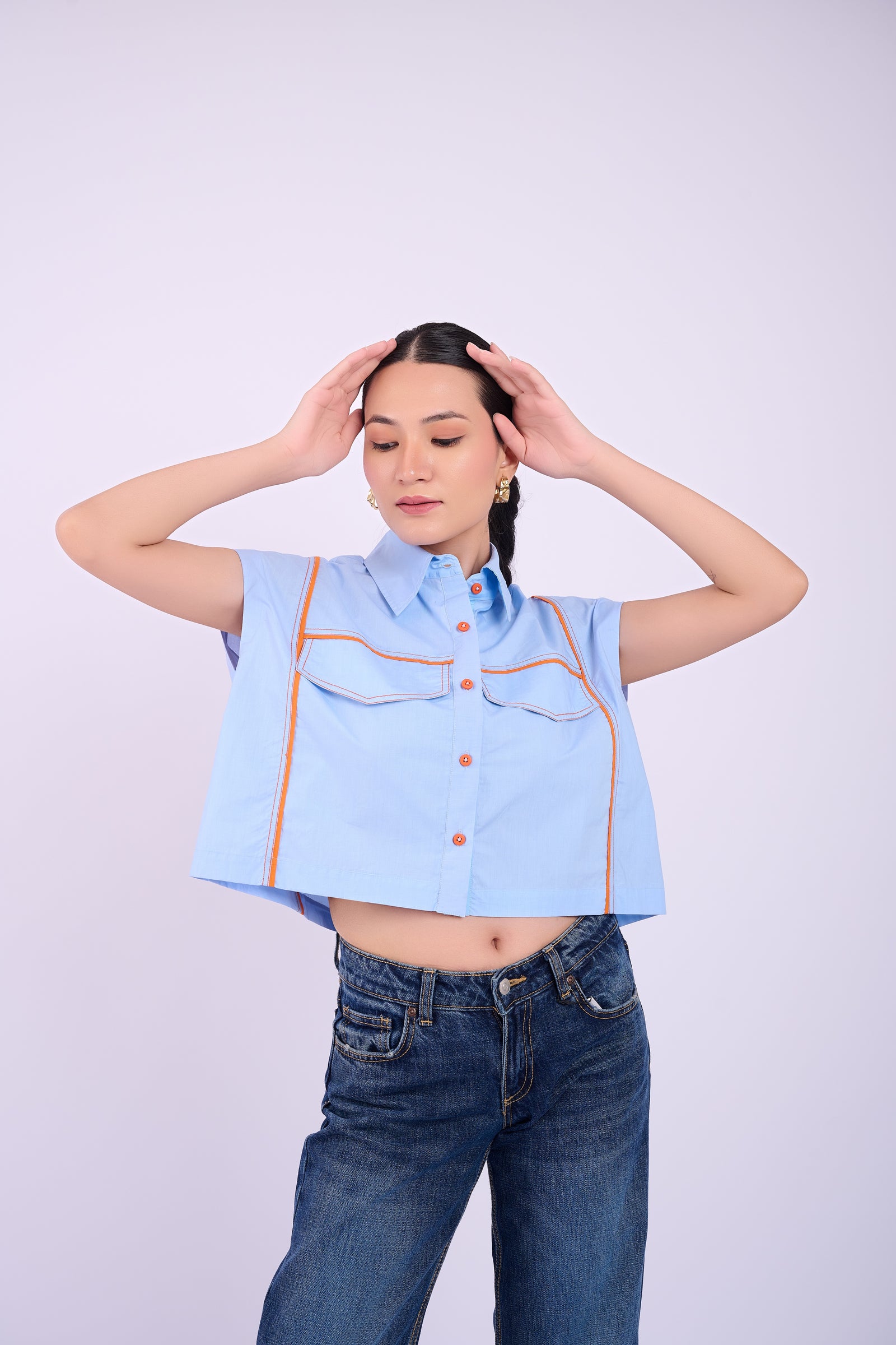 Bress Crop Shirt - Light Blue
