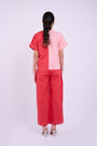 Nadine Tie Top - Red and Light Pink