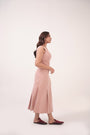 Sinched Box-Pleated Dress Pastel Pink