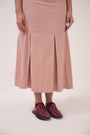 Sinched Box-Pleated Dress Pastel Pink