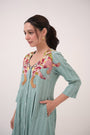 Hand-Embroidered Panelled Kurta Set
Teal