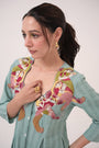 Hand-Embroidered Panelled Kurta Set
Teal