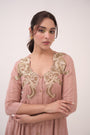 Hand-Embroidered Panelled Kurta Set Pastel Pink