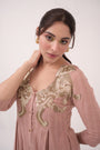 Hand-Embroidered Panelled Kurta Set Pastel Pink