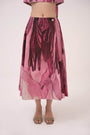 Watercolour Lotus Print Bow Tie Top & Wrap Around Skirt Mulberry Pink