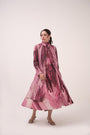 Watercolour Lotus Print Pleated Jacket Mulberry Pink