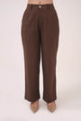 Herringbone Straight Pants Dark Brown