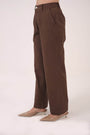 Herringbone Straight Pants Dark Brown