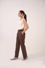 Herringbone Straight Pants Dark Brown