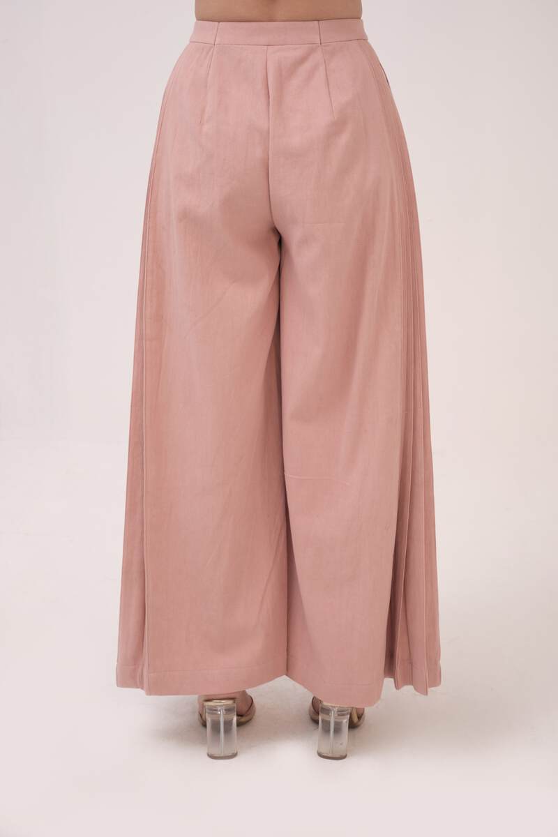 Hand-Embroidered Panelled Kurta Set Pastel Pink